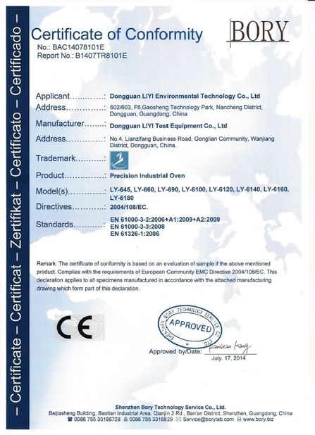 Çin Dongguan Liyi Environmental Technology Co., Ltd. Sertifikalar